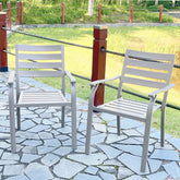 VRSHWO lron Terrace Dining Chairs, a Set of 2 Cream Color Outdoor Chairs, Metal Chairs, All-Weather Outdoor Metal Dining Chairs, Suitable for Gardens, Terraces, and Swimming Pool