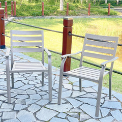 VRSHWO lron Terrace Dining Chairs, a Set of 2 Cream Color Outdoor Chairs, Metal Chairs, All-Weather Outdoor Metal Dining Chairs, Suitable for Gardens, Terraces, and Swimming Pool