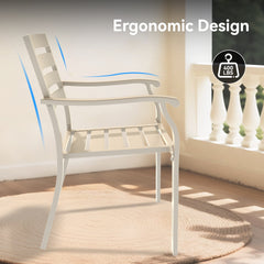 VRSHWO lron Terrace Dining Chairs, a Set of 2 Cream Color Outdoor Chairs, Metal Chairs, All-Weather Outdoor Metal Dining Chairs, Suitable for Gardens, Terraces, and Swimming Pool