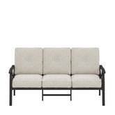 70 Inches All-Weather Metal 3-Seat Patio Sofa with Beige Cushions with Khaki Frame
