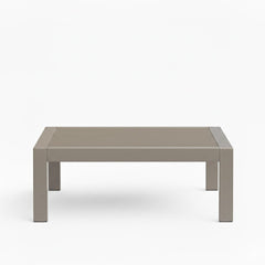 43" x 24" All-Weather Metal Outdoor Coffee Table with Wood-Look Top and Khaki Frame