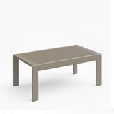 43" x 24" All-Weather Metal Outdoor Coffee Table with Wood-Look Top and Khaki Frame