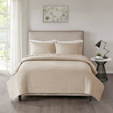 3 Piece Reversible Quilt Set Khaki King/Cal King