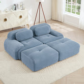 2-seat sofa in luxuryCorduroy Fabric fabric modular multi-combination anti-slip design assembly chaise lounge curved armrests ergonomic support high-resilience sponge for living rooms bedrooms,Blue