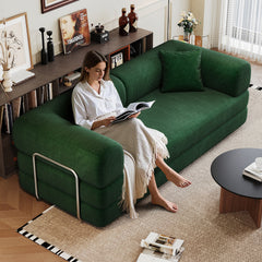 78.8" Compression Sofa,Convertible Floor Sofa Bed-with Pillow Back Support Armrest,Comfy Futon Couch Sleeper Bed,Loveseats Boneless Modular Sectional Sofa,Corduroy fabric,for Living Room,Bedroom,Green