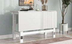 TOPMAX Farmhouse Wood Extendable Dining Table with Drop Leaf for Small Places, White(OLD SKU:N717P195019)