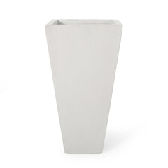 13" Outdoor Modern MGO Small Cast Stone Planter, White