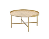 Mithea Oak & Gold Finish Coffee Table