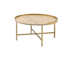 Mithea Oak & Gold Finish Coffee Table