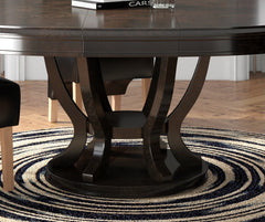 Contemporary Design Espresso Finish 1pc Single Pedestal Round Oval Table with Extension Leaf Dining Furniture