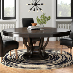 Contemporary Design Espresso Finish 1pc Single Pedestal Round Oval Table with Extension Leaf Dining Furniture