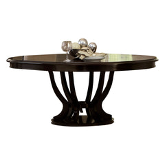 Contemporary Design Espresso Finish 1pc Single Pedestal Round Oval Table with Extension Leaf Dining Furniture