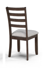 2pc Contemporary Rich Wood Finish Beautifully Crafted Ladder-back Dining Chairs Wooden Brown Gray