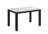 1pc White Faux Marble Black Finish Rectangular Dining Table Wooden Dining Room Furniture