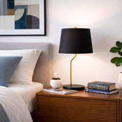 New Design Small Modern Stylish Desk Lamp In Stock In The United States, Easy To Install, Used for Bedside Table Lamp, Lustrous Table Lamp - Black outer and Gold inner 110~120V