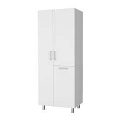White 1-Drawer Modern Storage Cabinet with 2 Doors and Metal Legs