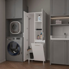 White 1-Drawer Modern Storage Cabinet with 2 Doors and Metal Legs