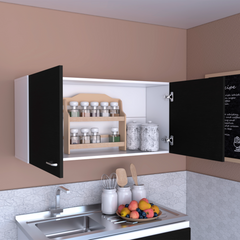 Wall cabinet 19"H, two Doors, two internal Shelves, Carbon Espresso / White