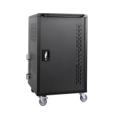 32 Bay Mobile School Charging Cart Station for Chromebook, Tablet and Laptop Computer with Power Strip Included, Assembly Required-BLACK