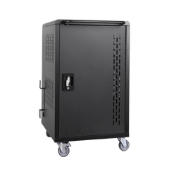 32 Bay Mobile School Charging Cart Station for Chromebook, Tablet and Laptop Computer with Power Strip Included, Assembly Required-BLACK