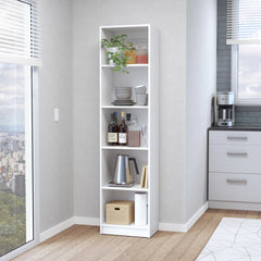 Sutton Slim Bookcase with Modern 5-Shelf Design