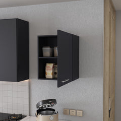 So- Hi Wall Cabinet in Melamine with One Door, Black