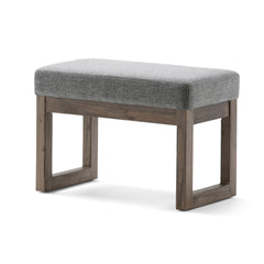Milltown 27 inch Wide Solid Wood Footstool Small Ottoman Bench in Grey