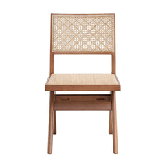 Casual Stylish Rattan Dining Chairs Set of 2 Natural Finish Mid-Century Modern Kitchen Dining Furniture