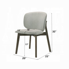 Casual Style Dining Furniture Set of 2 Side Chairs Gray Chenille Upholstery Solid Rubberwood Curved Backrest