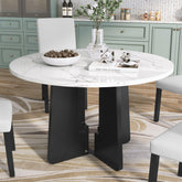 Round Dining Table for 4, 43-Inch Faux Marble Top, Mid-Century Modern Round Dining Table for Cafes, Restaurants, Bars, Home Offices and Conference Rooms (White)