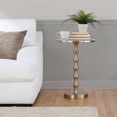 Bora 26.75" Contemporary Metal Accent Table in Gold Metal from Grandview Gallery by LumiSource