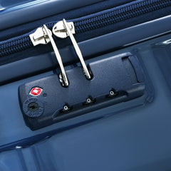 Luggage Sets 5 Piece, 20-inch with USB Port, ABS Durable Suitcase with Travel Bag, ABS+PC Hard Shell Luggage with Spinner Wheels, navy