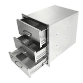 Outdoor Kitchen Drawers Stainless Steel, Flush Mount Triple Drawer, 18Wx23Hx23D with Stainless Steel Handle, BBQ Drawers for Outdoor Kitchens or BBQ Island