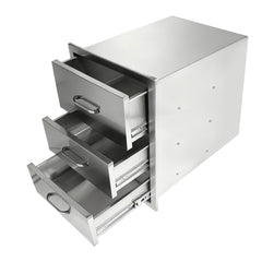 Outdoor Kitchen Drawers Stainless Steel, Flush Mount Triple Drawer, 18Wx23Hx23D with Stainless Steel Handle, BBQ Drawers for Outdoor Kitchens or BBQ Island