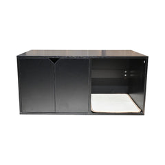 35.83" Cat Litter Box Enclosure Hidden Furniture (Scratch Pad Included), Modern Black Cat House with Corrugated Cardboard Scratching Pad - 35.83" x 20.47" x 17.05", 52 lbs