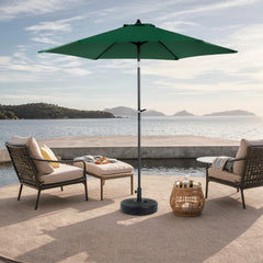 9FT Outdoor Patio Umbrella Outdoor Table Umbrella with Push Button Tilt and Crank, Market Umbrella 6 Sturdy Ribs , Deck, Backyard, Pool (Base Not Included) - ( Dark green )