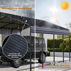 12x20 FT Heavy Duty Metal Carport With Galvanized Steel Roof With Enhanced Base Outdoor Car Port Shelter for Cars, Trucks and Boats
