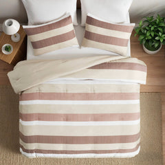2-Piece Twin/Twin XL Stripe Textured Print Comforter Set,Terracotta