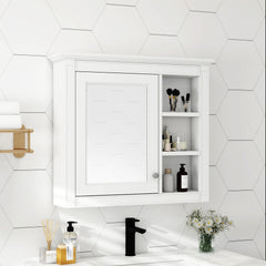 30'' x 28'' Medicine Cabinet, Wall Mounted Bathroom Storage Cabinet, Modern Bathroom Wall Cabinet with Mirror,Medicine Cabinet, Mirror Cabinet with 3 Open Shelves (Not Include Bathroom Vanity )