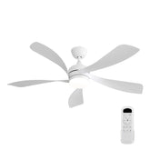 52 Inch Modern Led Ceiling Fan With 3 Color Dimmable 5 ABS Blades Remote Control Reversible DC Motor White For Bedroom