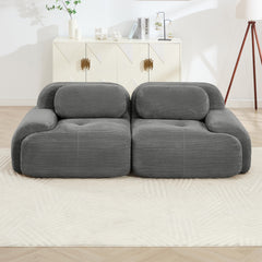 82'' loveseat sofa in luxuryCorduroy Fabric modular for free combo separation curved armrests,anti-slip design high-resilience sponge fits living rooms bedrooms Audiovisual Room,Grey