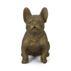 DOG GARDEN SCULPTURE, Outdoor French Bulldog Garden Statue, Rustic Gold, No Assembly Required