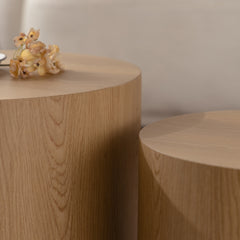 Nesting Coffee Table Set of 2 Round Wooden Coffee Tables Circle Modern Table for Small Space Living Room Bedroom Accent End Side Table