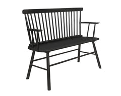 1pc Casual Farmhouse Relaxed Vintage Wood Spindle Back Bench Black Wooden Chair