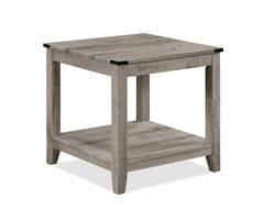 Rustic Gray Brown 3-Piece Cocktail Set Wooden Table Top Rectangular Coffee Table and Two Matching Square End Tables Living Room Wooden Furniture Retro