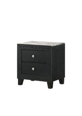 1pc Contemporary Modern White Faux Marble Top 2 Drawers Nightstand Black Finish Bedroom Furniture