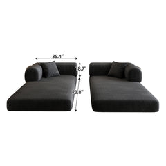 78.8" Compression Sofa,Convertible Floor Sofa Bed-with Pillow Back Support Armrest,Comfy Futon Couch Sleeper Bed,Loveseats Boneless Modular Sectional Sofa,Corduroy fabric,for Living Room,Bedroom,Black
