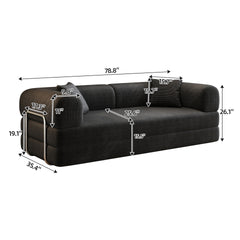 78.8" Compression Sofa,Convertible Floor Sofa Bed-with Pillow Back Support Armrest,Comfy Futon Couch Sleeper Bed,Loveseats Boneless Modular Sectional Sofa,Corduroy fabric,for Living Room,Bedroom,Black
