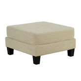 Contemporary Style Square Storage Ottoman Wooden Legs Beige Finish Primary Living Room