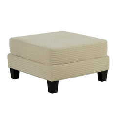 Contemporary Style Square Storage Ottoman Wooden Legs Beige Finish Primary Living Room